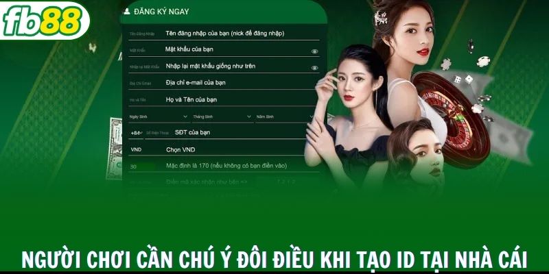 Người chơi cần chú ý đôi điều khi tạo ID tại nhà cái
