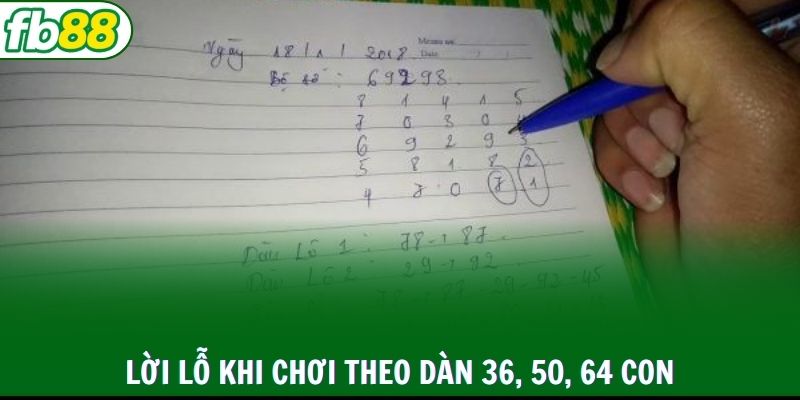 Phân tích lời lỗ khi chơi theo dàn 36, 50, 64 con